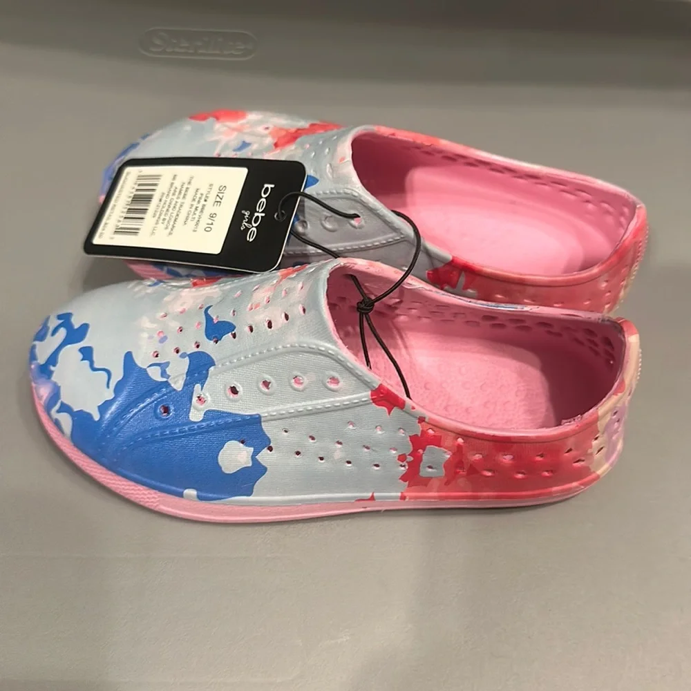 BEBE GIRLS TODDLER PAINT SPLATTER WATER SHOES: PINK: NWT: SZ 9/10